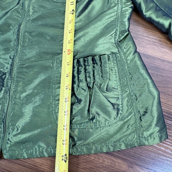 Chico's Chartreuse Green Lightweight Jacket Top Pockets Full Zip Coat Sz 1/US 8 - Picture 14 of 15